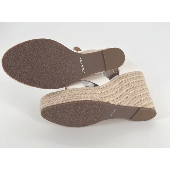 Lisa Vicky Espadrille Wedge Sandals Gemi White Sheep Nappa Leather Size 9 - Picture 8 of 10